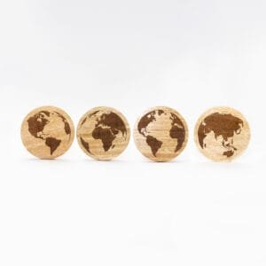 Globe Laser Engraved Wood Coasters
