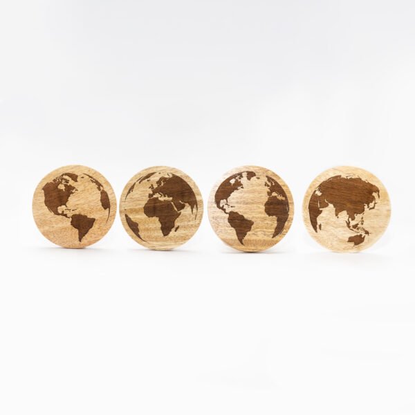 Globe Laser Engraved Wood Coasters