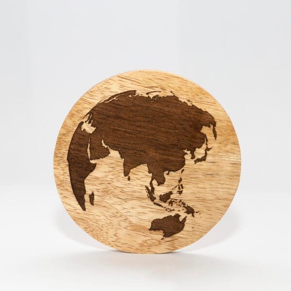 Globe Laser Engraved Wood Coaster 4