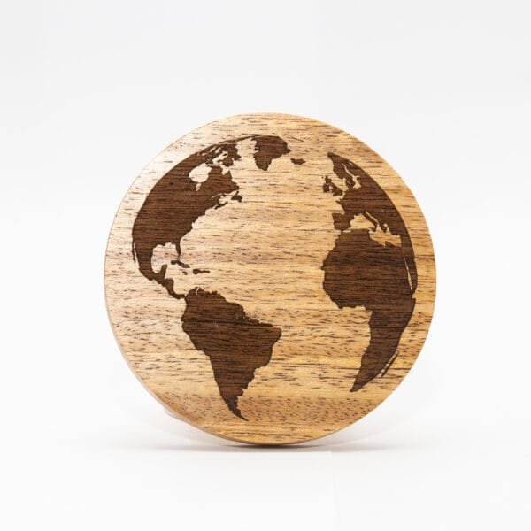 Globe Laser Engraved Wood Coaster 3