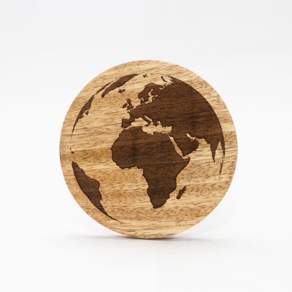 Globe Laser Engraved Wood Coaster 2
