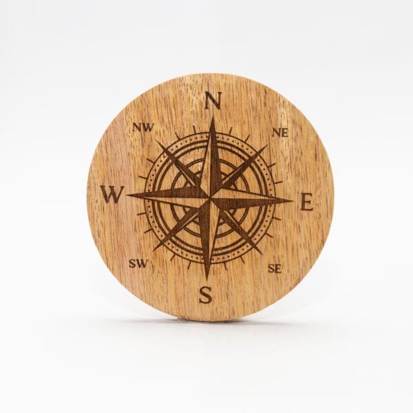 Compass Rose Laser-Engraved Wood Coaster 8