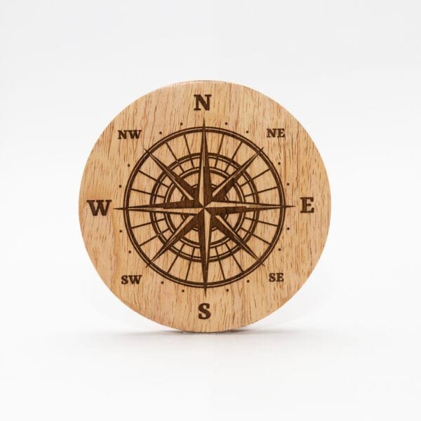 Compass Rose Laser-Engraved Wood Coaster 6