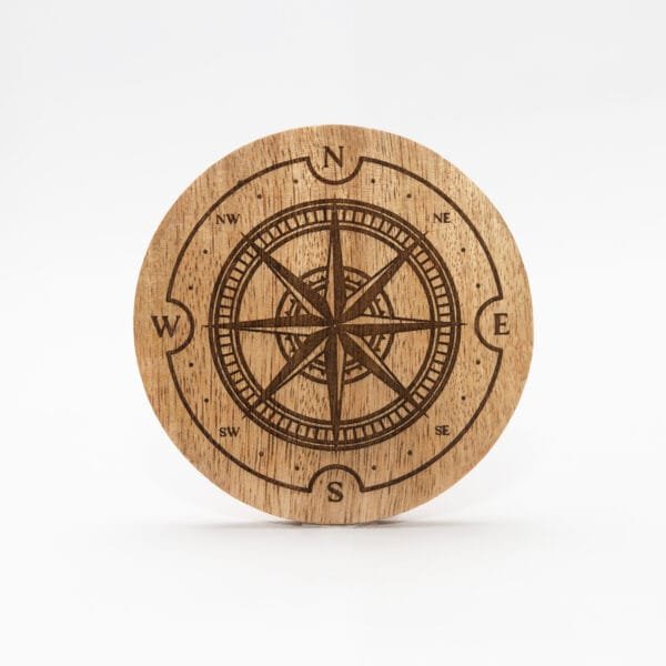 Compass Rose Laser-Engraved Wood Coaster 5
