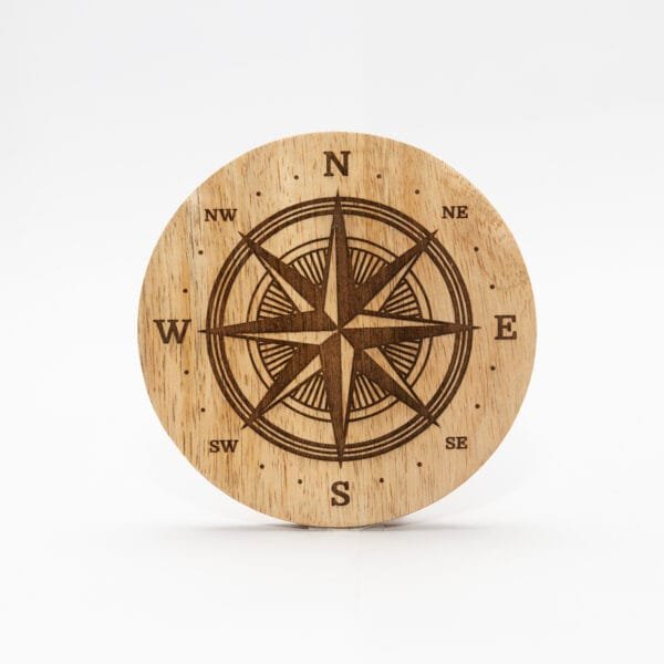 Compass Rose Laser-Engraved Wood Coaster 4