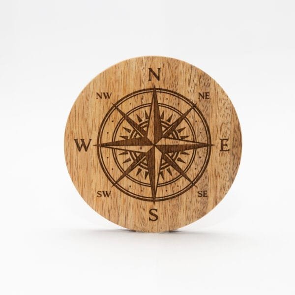 Compass Rose Laser-Engraved Wood Coaster 3
