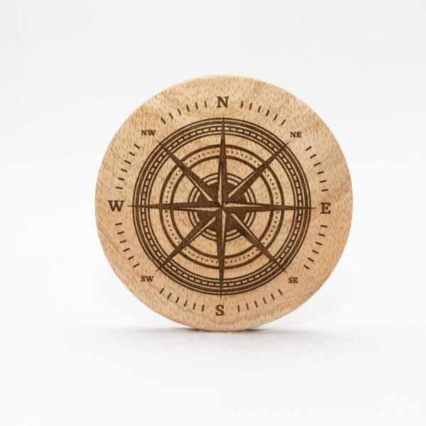 Compass Rose Laser-Engraved Wood Coaster 2