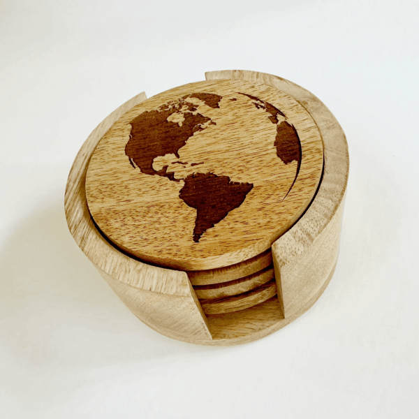 wood round coaster holder